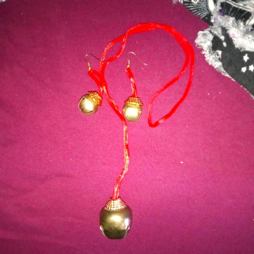 Vintage Jingle Bell Necklace & Earring Set
